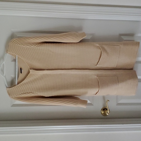 Loeffler Randall Beige Merino Wool Knit Cardigan Size S - Picture 3 of 15